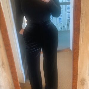 Wide leg velvet dress pants a must have for the holidays.